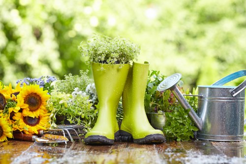 Patio and planting layout for landscape gardening in Enfield Highway